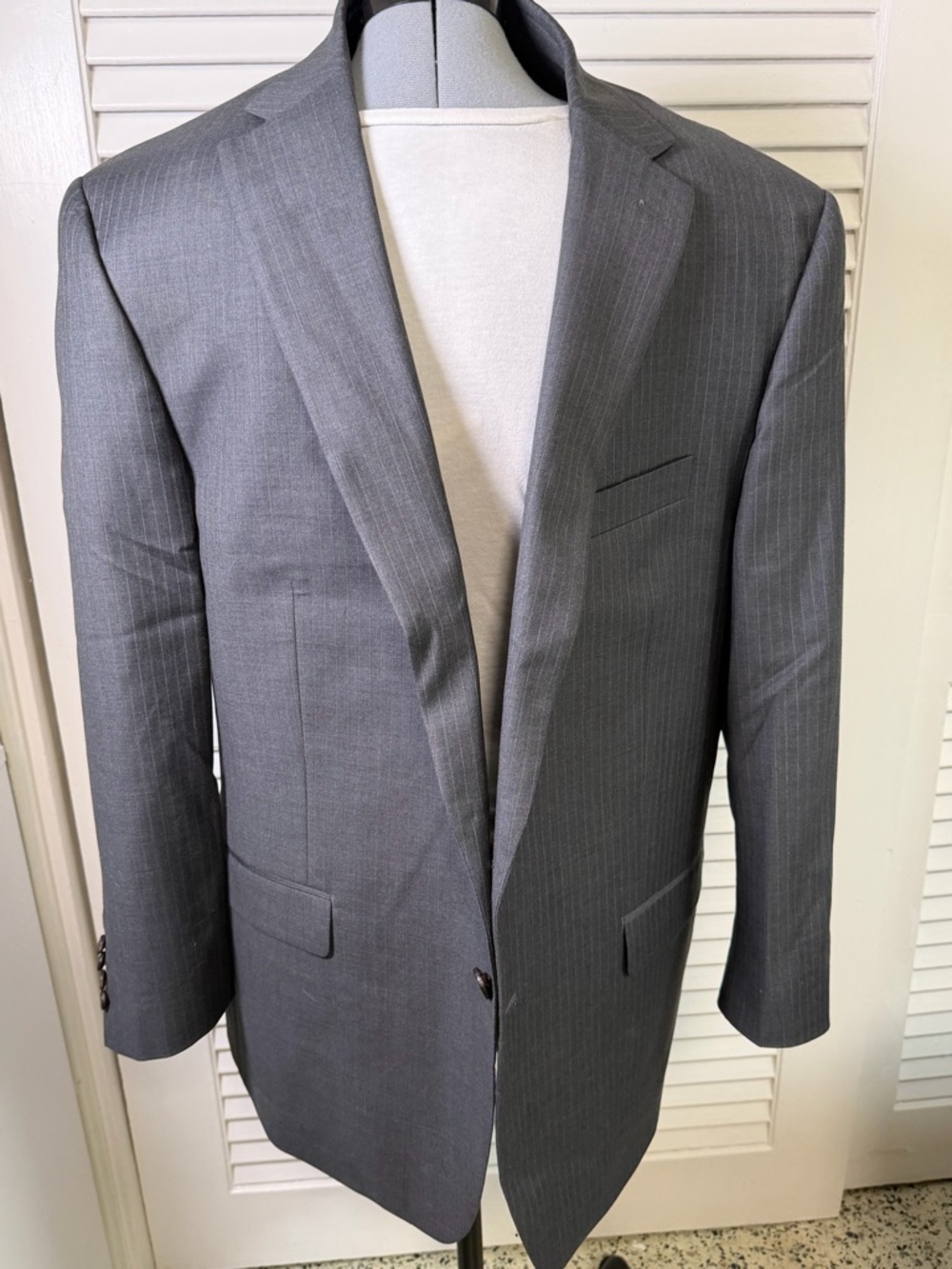 Ralph Lauren Charcoal Gray Pinstripe Single-Breasted Suit Jacket